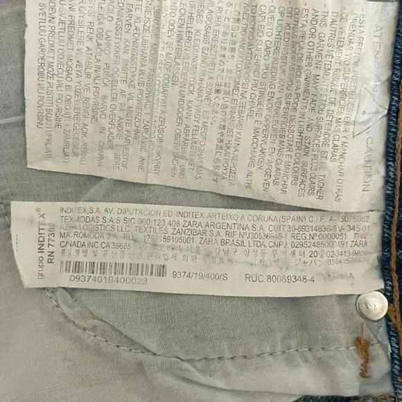 Zara Blue Denim Jean Skirt Size Small Distressed Mini Skirt 100% Cotton Fitted - Picture 6 of 7